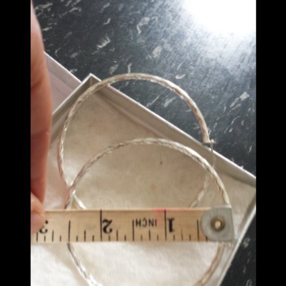 925 Sterling Silver Big Hoop Earrings 2 1/2 inches in diameter - Picture 5 of 11